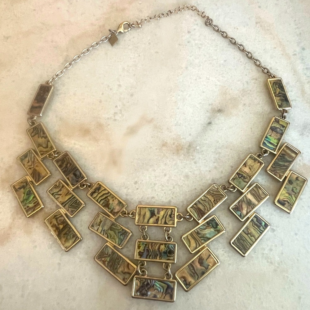 Abalone Goldtone Bib Necklace